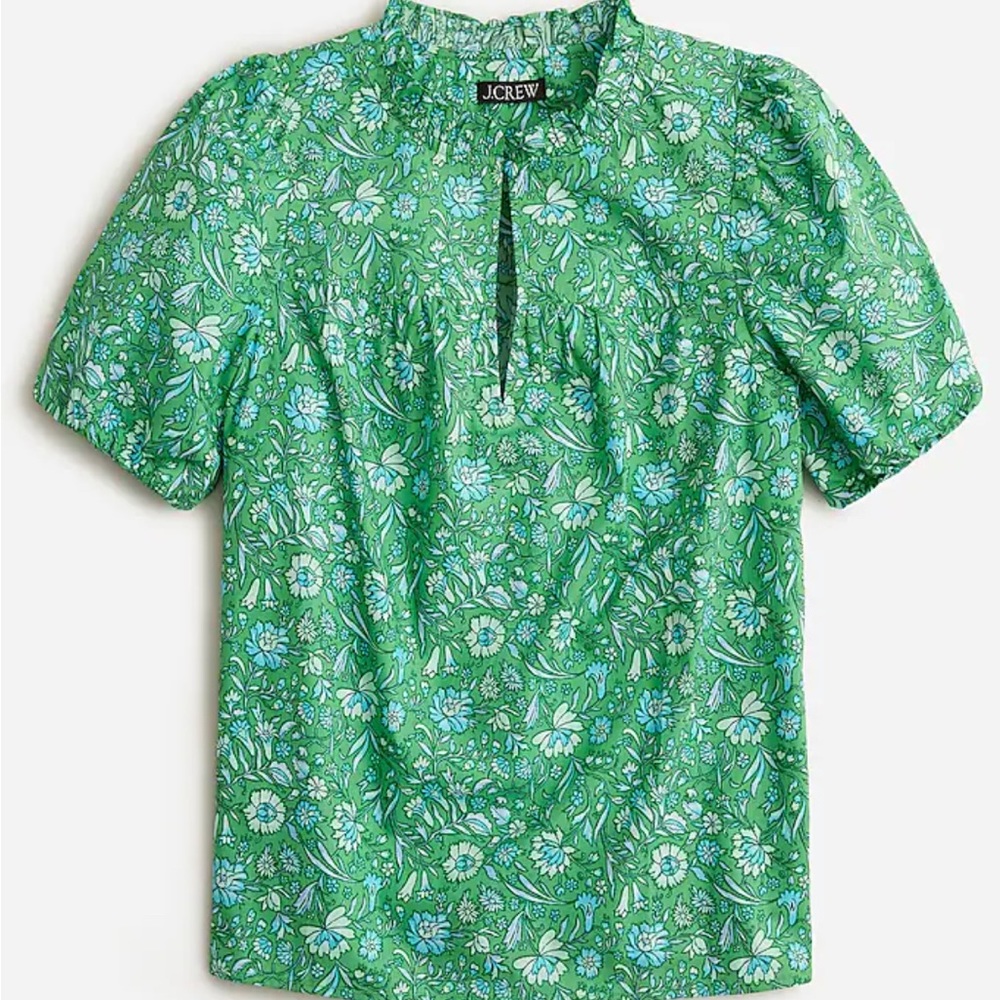 J Crew cotton poplin puff sleeve top